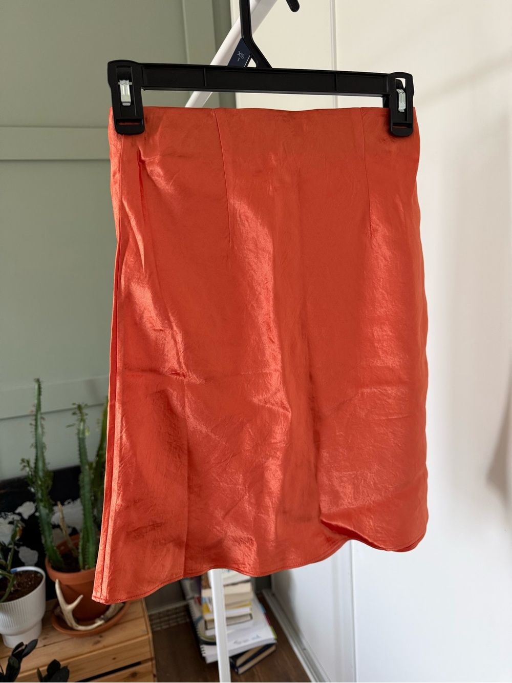 Babaton Satin Mini Skirt in Vibrant Orange